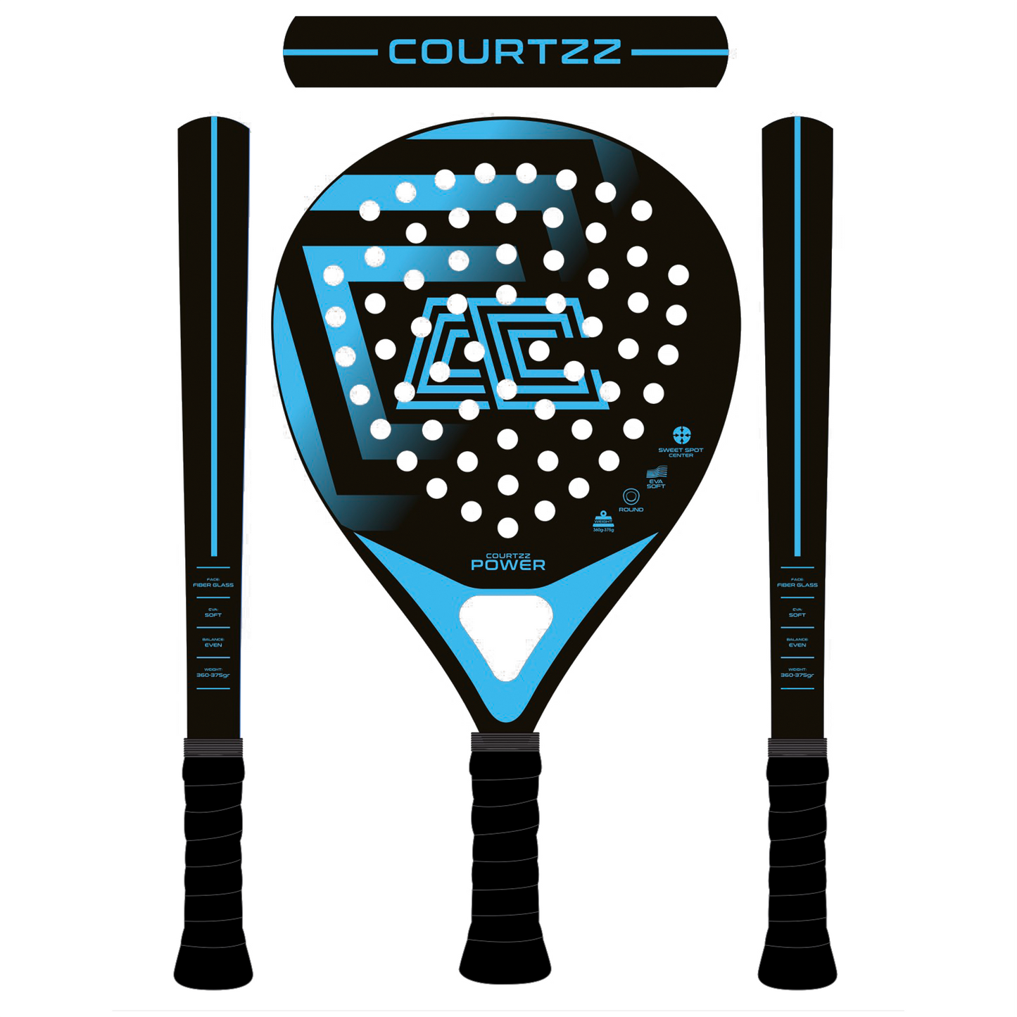 COURTZZ POWER Padel Schläger für Einsteiger mit 100 % Fiberglas und Soft EVA Kern – perfekter Start ins Padel